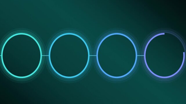 Neon Glowing 4 Step Connected Circle Diagram Motion Graphic Infographic