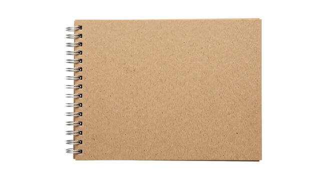 Simple spiral bound notebook with kraft paper cover on a white background