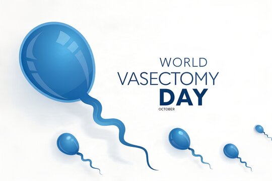 World vasectomy day concept with blue sperm cell icons vasectomy awareness