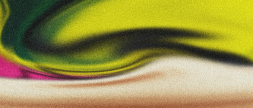 Dynamic granulated swirl of chartreuse, deep green, black, and magenta on beige, perfect for digital designs.