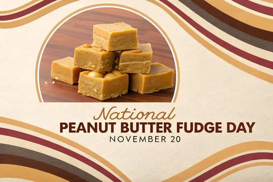 National peanut butter fudge day celebration november 20 on brown graphic