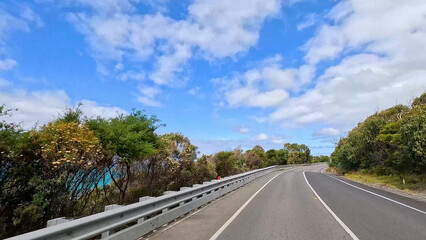 Fototapeta premium Winding Coastal Road Along the Great Ocean Road in Australia