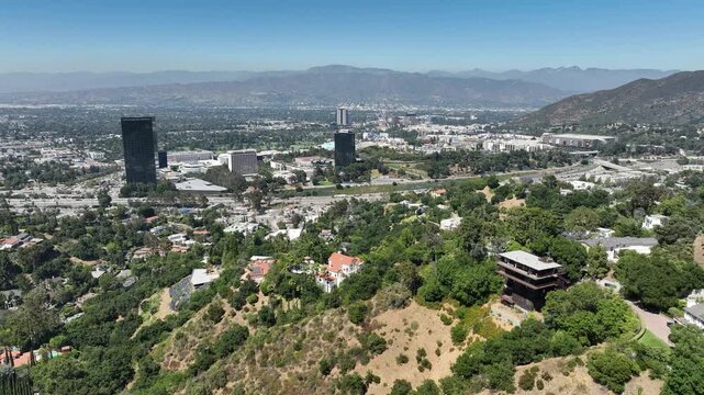 San Fernando Valley Aerial Shot of Studio City from Overlook Up