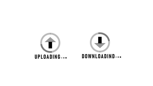 Minimalist upload and download animation loop technology concept