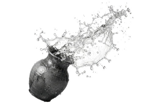 Exploding dark planet or asteroid in space with debris isolated on transparent background