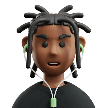 3D Male Avatar with Dreadlocks Icon