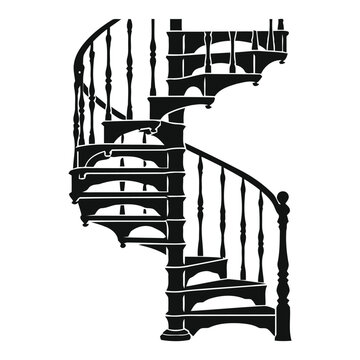 Spiral Staircase Silhouette Vector