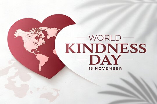 World kindness day conceptual background with heart shape and world map