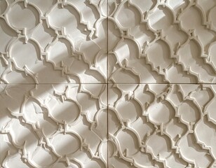 Obraz premium Textured Beige Geometric Tiles with Repeating Pattern