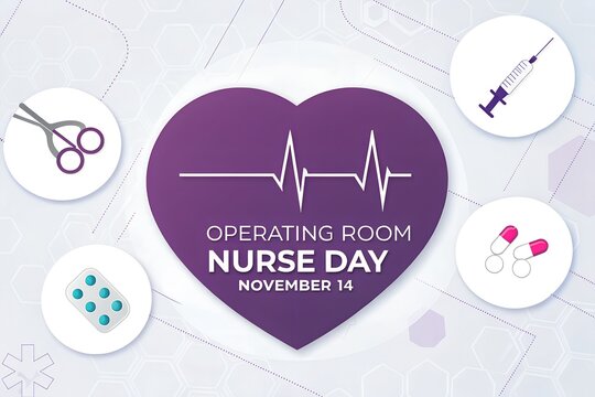 Operating room nurse day celebration medical infographic design with operating
