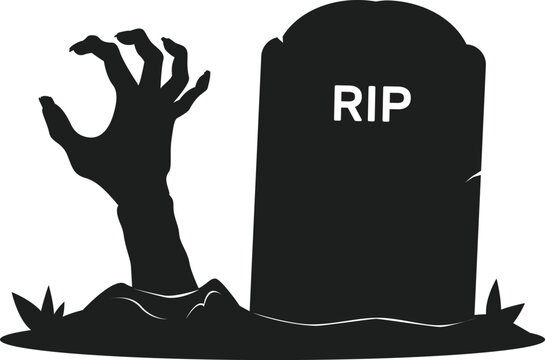 silhouette zombies hand sticking out of grave