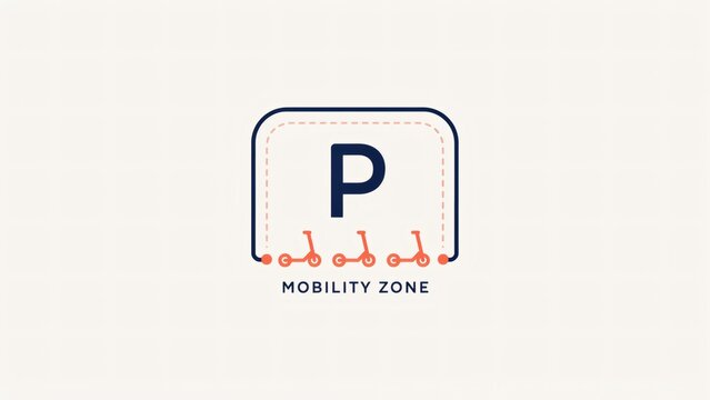 Mobility zone parking sign with electric scooters with graphic design mobility area with transportation, infrastructure, illustration, background