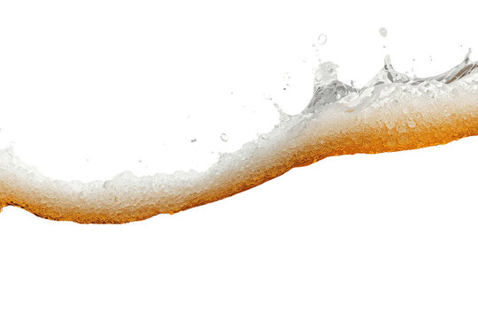 Long amber beer wave with dense foamy crest