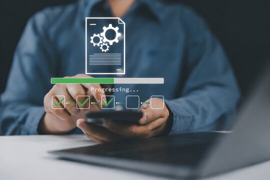 Business Process Automation workflow enabling digital operations management, document processing, task execution monitoring, enterprise productivity improvement and operational efficiency optimization
