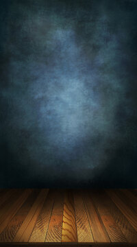 Photoshoot studio backdrop, with blue and teal, natural grunge colors. A vertical background template, perfect for fashion or products packshots