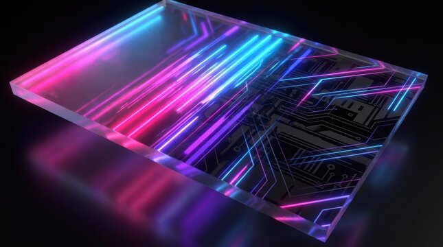 Vibrant neon hues softly blending into a futuristic abstract landscape