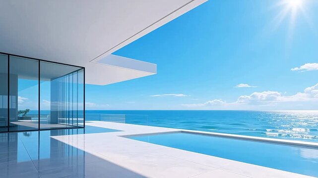 Modern white house with infinity pool