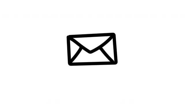 scribble black envelope mail icon animation in white background 4k video