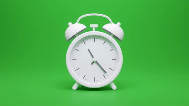 Classic alarm clock ticking with changing time against a vibrant green backdrop symbolizing deadlines and urgency
