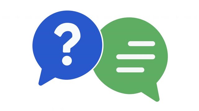 Animated question mark and chat bubble video flat vector illustration motion graphic customer support faq concept