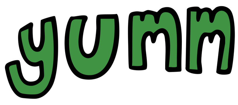 Hand written yumm letters for font, text, message, food, Asian snack, sticker, menu, cafe, restaurant, breakfast, lunch, recipe, ingredients, supermarket, grocery shopping, cuisine, quick meal, mart