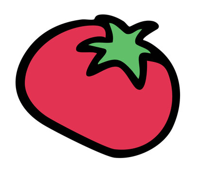 Hand drawn red tomato for vegetable, breakfast, lunch, cafe, restaurant, menu, recipe, smoothie, juice drink, vegan, brooch, grocery shopping, supermarket, market, mart, icon, ingredients, diet, food	