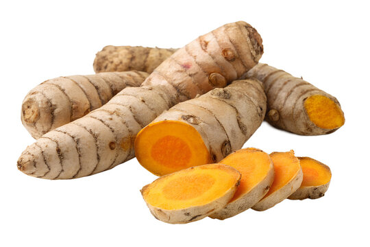 Fresh Turmeric Roots, Raw Turmeric Rhizomes, Sliced Orange Turmeric, Whole Turmeric Spice, Organic Turmeric Root