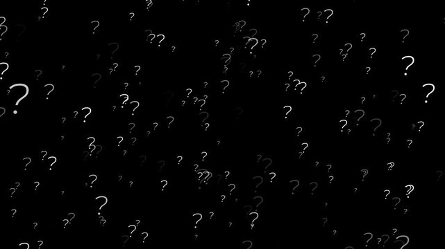 group of question marks express intrigue for unsolved mystery investigation. Dramatic element for true crime documentary