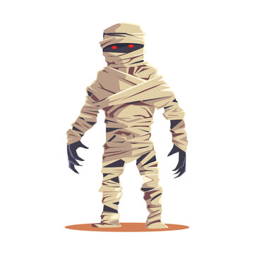 illustration mummy character for Halloween, cartoon character, illustration for the design of festive themed goods