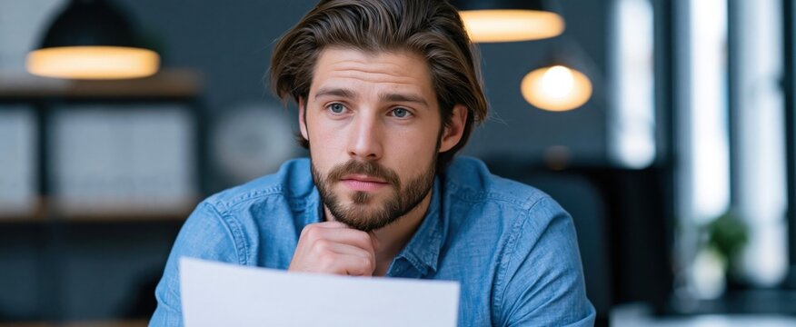 Young project manager checking staff timesheets in a bright tidy office space 