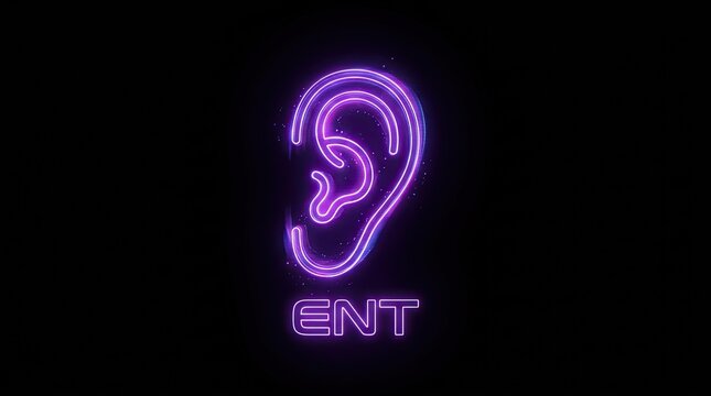 Neon ENT Ear Icon for Healthcare Technology and Audiology Clinic Logo Design