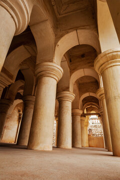 Columns in Thanjavur palace in Thanjavur, Tamil Nadu, India