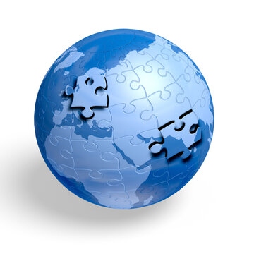 An earth jigsaw puzzle globe