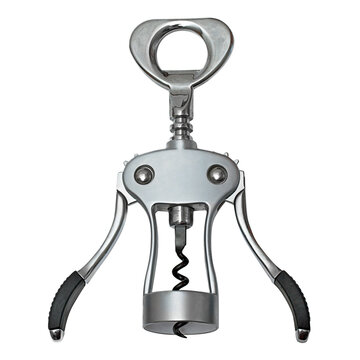 A metal corkscrew isolated on white