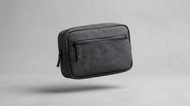 Small black travel pouch bag with zipper for storing personal accessories and electronic gear on the go. minimalist tech pouch