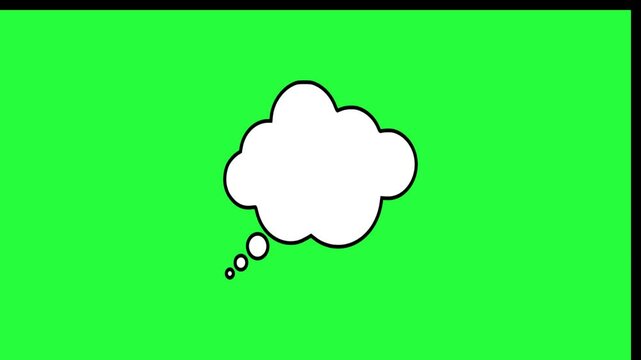 White thought bubble animation on green screen background with copy space for text ideas and... thinking