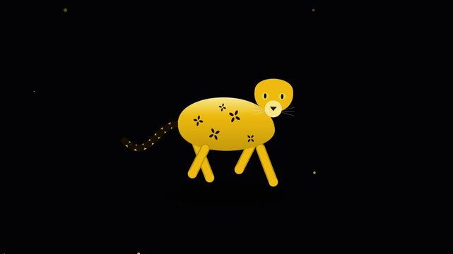 Whimsical Lion and Sheep Resting on the Moon Above a Black Background Cute Cartoon Wildlife Vector Illustration