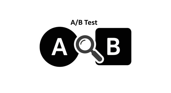 A/B Testing Concept: Magnifying Glass Examines Options A and B