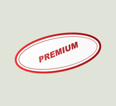 Premium red oval badge label. Vector quality seal for marketing and product promotion.
