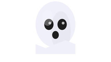 Naklejka premium Cute ghost character with big eyes and mouth, isolated on transparent background