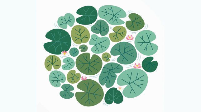Water lily pads float on a calm surface to create a natural and serene organic pattern design.