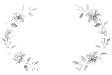 Fototapeta premium Delicate white flower oval border isolated on transparent background