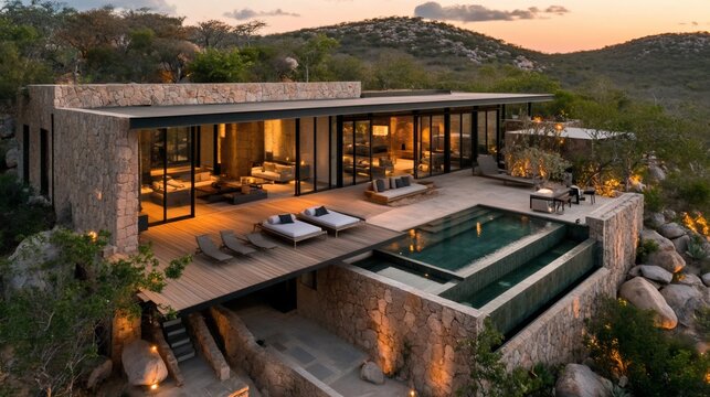 Luxury Villa with Infinity Pool Overlooking Scenic Mountain Landscape