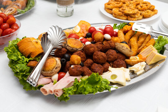 Assorted Party Food and Savory Appetizers on a Large Catering Platter