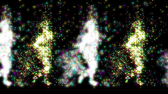A particle dance with lights ember floating and emitted by the dancer