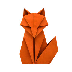 Fototapeta premium Paper Origami Fox with Sharp Angular Face on Transparent PNG Background