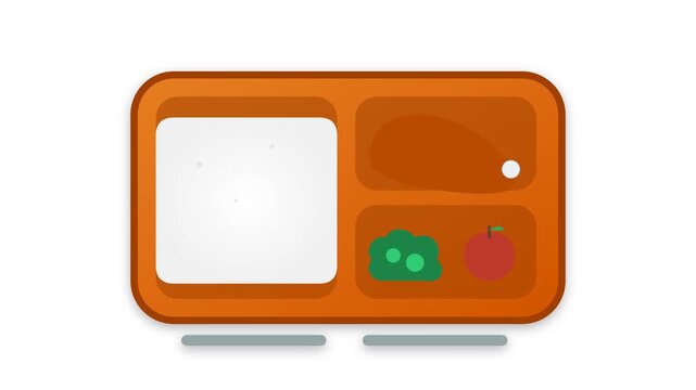 Illustration of a cartoon lunchbox with compartments for food.