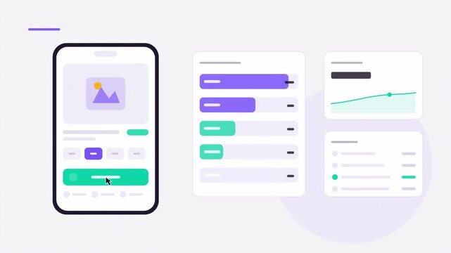 Abstract animated shoppers converting through an ecommerce funnel drawn as cyan and teal lines and dots on a bright, clean light background. Seamless looping 4K video element with free space around it