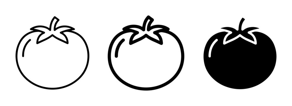 Tomato Icons: Outline, Line Art, and Silhouette Vector Graphics for Food and Health