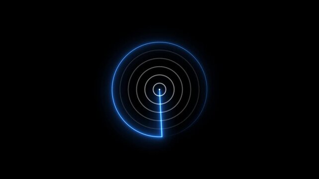 Blue Neon Ship radar and plane radar screen location search animation radar. Enemy radar hub 4k animation video